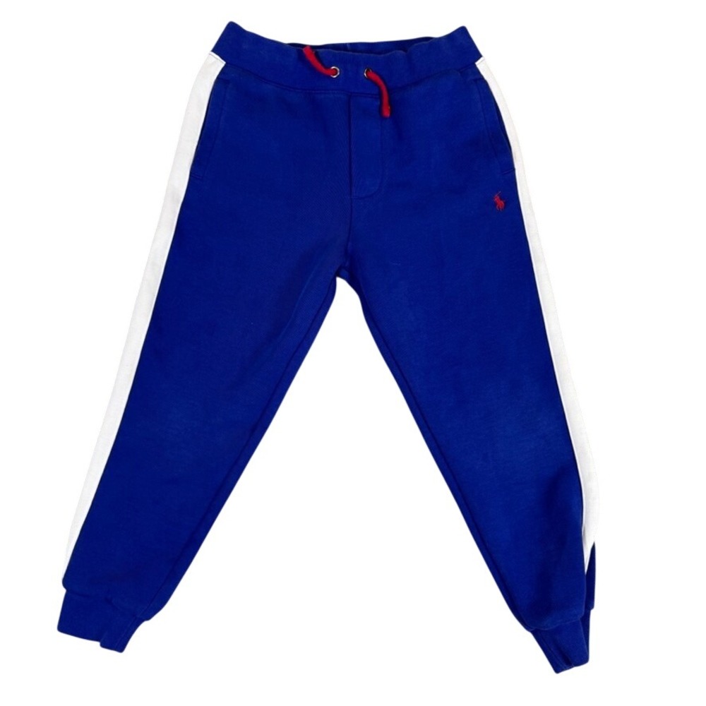 Polo Ralph Lauren Boys Blue White Stripe Jogger Sweatpants Size 6 RN 41381